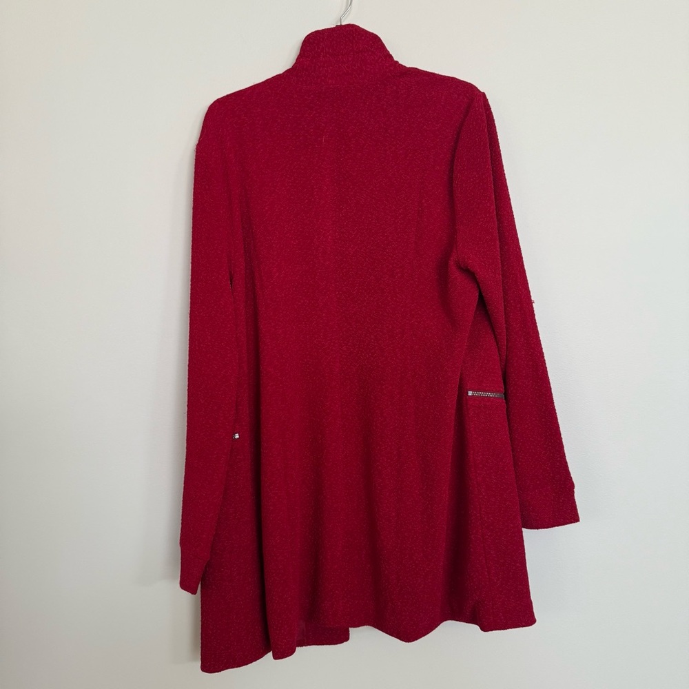 Soft Surroundings Red Boucle Knit Natalya Topper Open Front Cardigan Jacket - Picture 7 of 8
